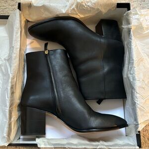 J. Crew Refined Leather Short Shaft Staked Heel Boot | Black | W10.5